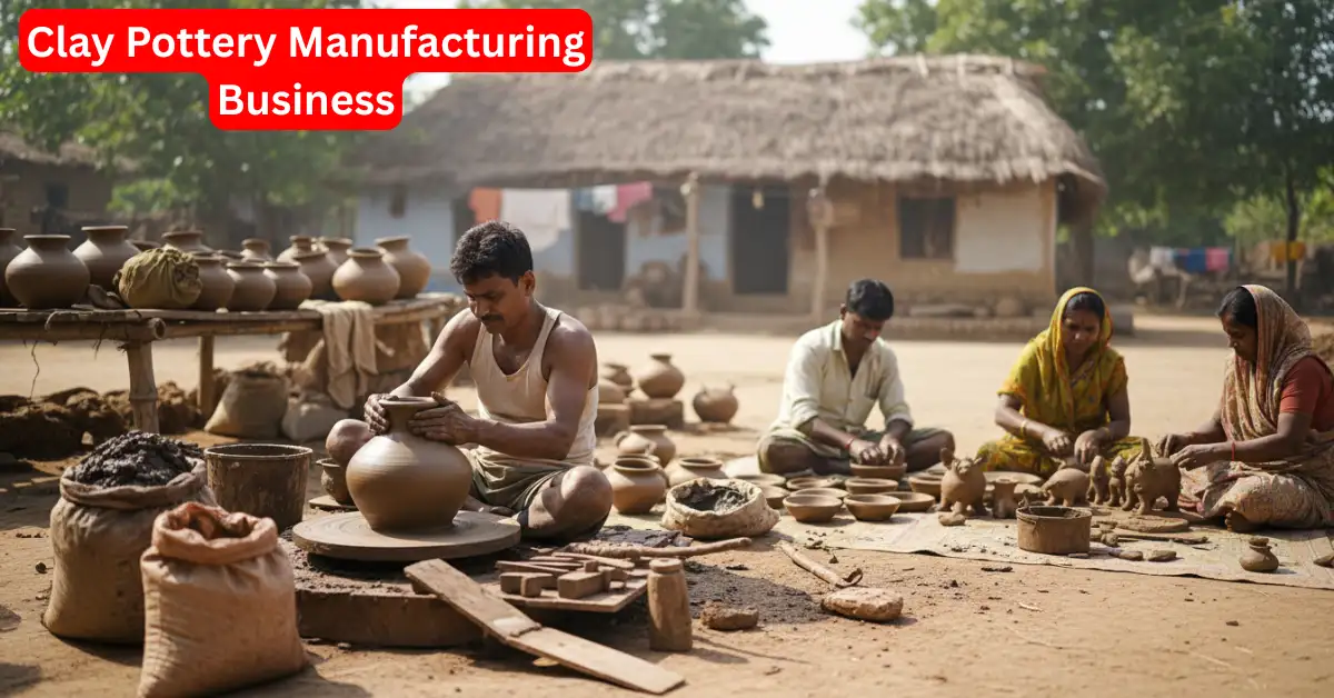 Clay pottery manufacturing business in village in hindi