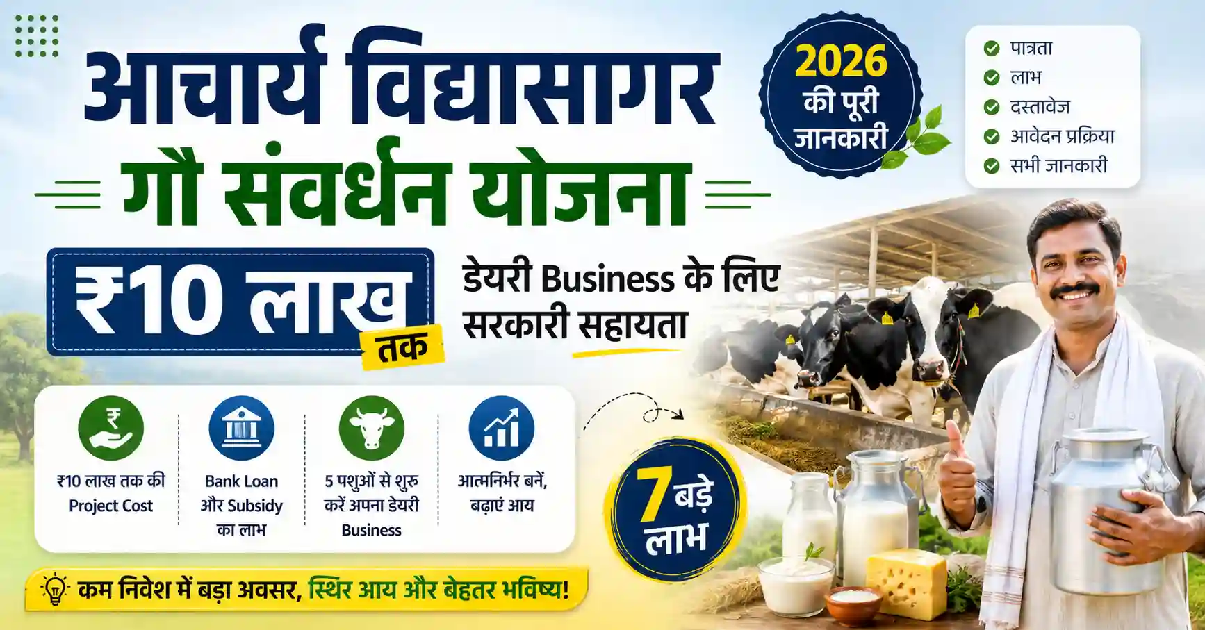 आचार्य विद्यासागर गौ संवर्धन योजना 2026 – डेयरी Business के लिए सरकारी सहायता