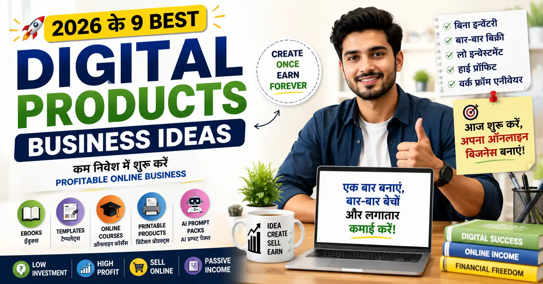 Digital Products Business in Hindi – 2026 के 9 Best Digital Product Ideas और कम निवेश में Online Business शुरू करने की पूरी जानकारी